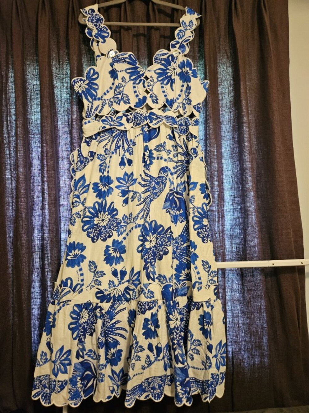 NWT Off-White Flowerful Birds Lenzing™ Ecovero™ Euroflax™ Midi Dress - Picture 4 of 10